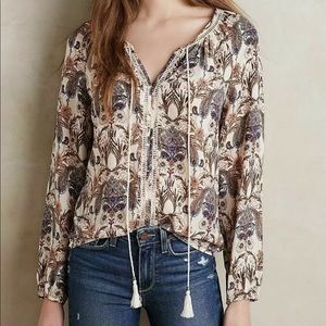 Meadow Rue Anthropologie Myrtle Peasant Blouse